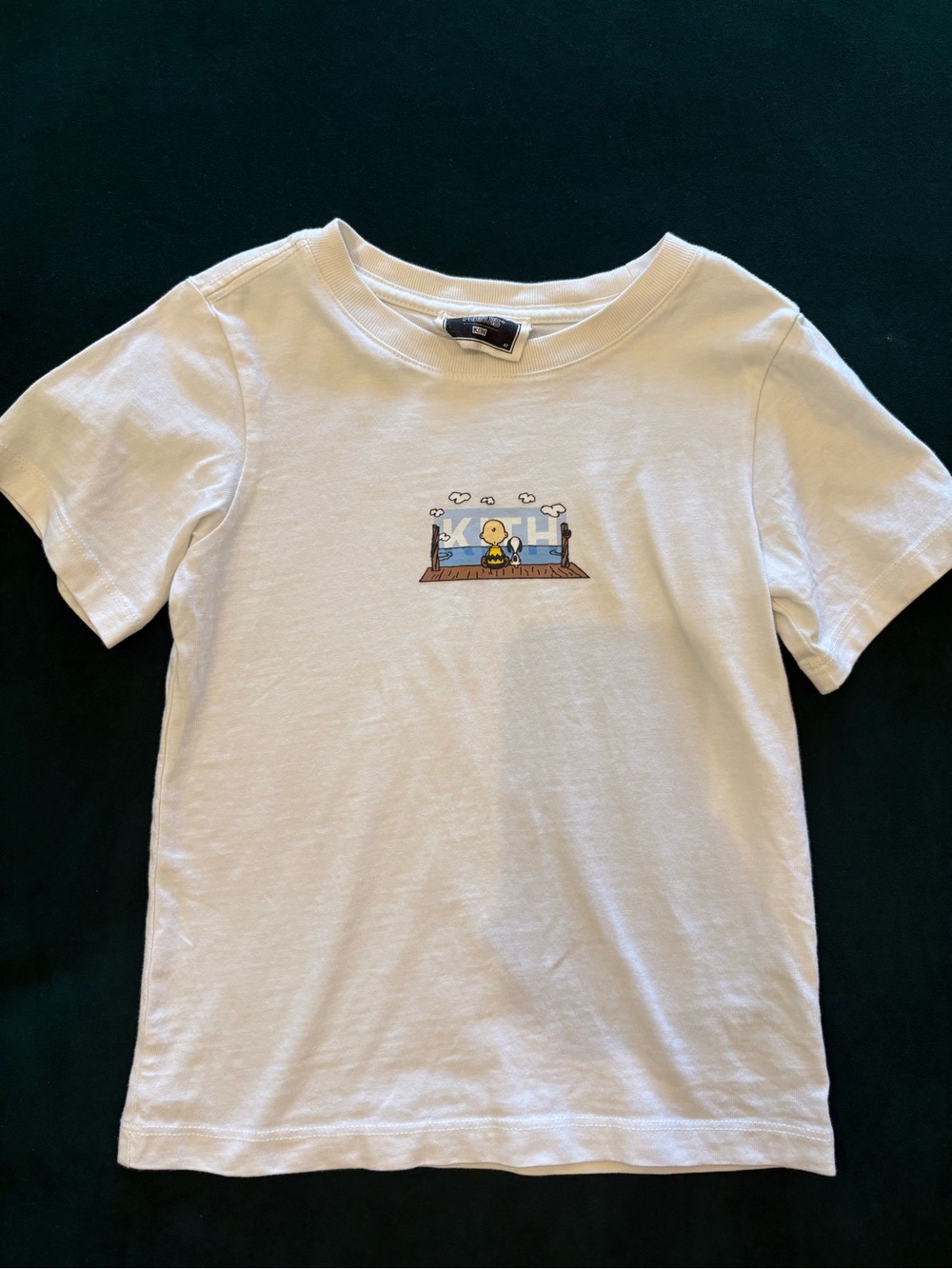 Kith White Kids Tee with Small Colorful Skate Graphic